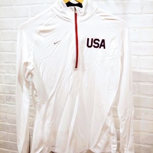 Nike White Dri-Fit Quarter Zip Top USA 🇺🇸 Detail